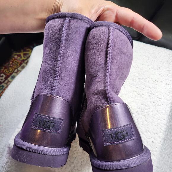NEW UGG Classic Short II Metallic boots purple metallic heel women's bootie US 5 - Picture 4 of 6